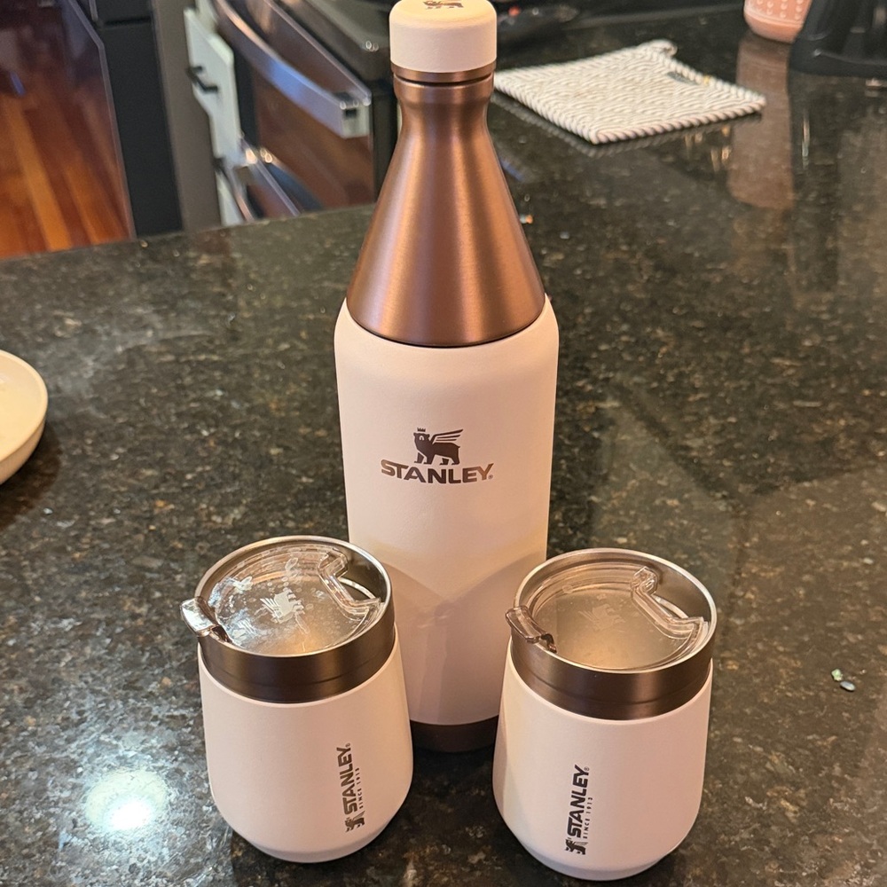Stanley White and Bronze Insulated Bottle and Cup Set